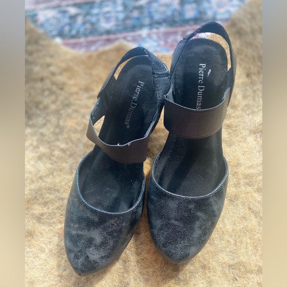Pierre Dumas Black Dash-1 Wedge Heels